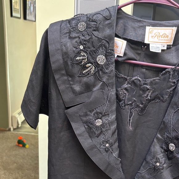 Vintage Black Linen Dress & Jacket by Relin of San Francisco - Picture 4 of 15